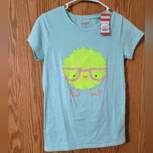 NWT Cat and Jack aqua short sleeve glitter chick shirt size 14/16